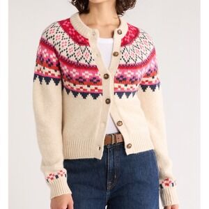 Marine Layer Fiorella Cardigan Warm Fair Isle XS New With Tags
